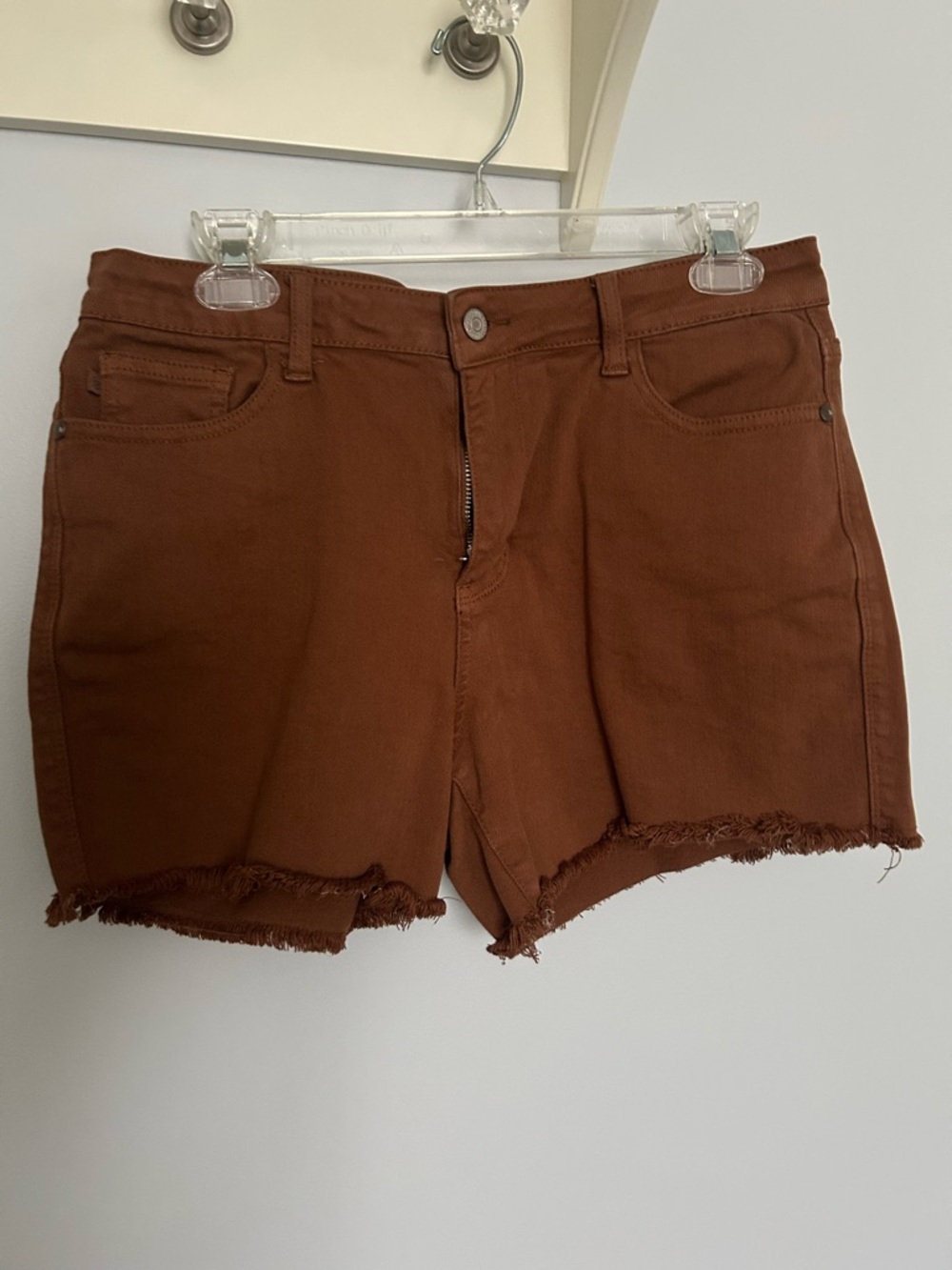 Judy Blue Shorts Denim Jean Sienna Brown Women’s Large Tummy Control Stretch - Picture 2 of 6